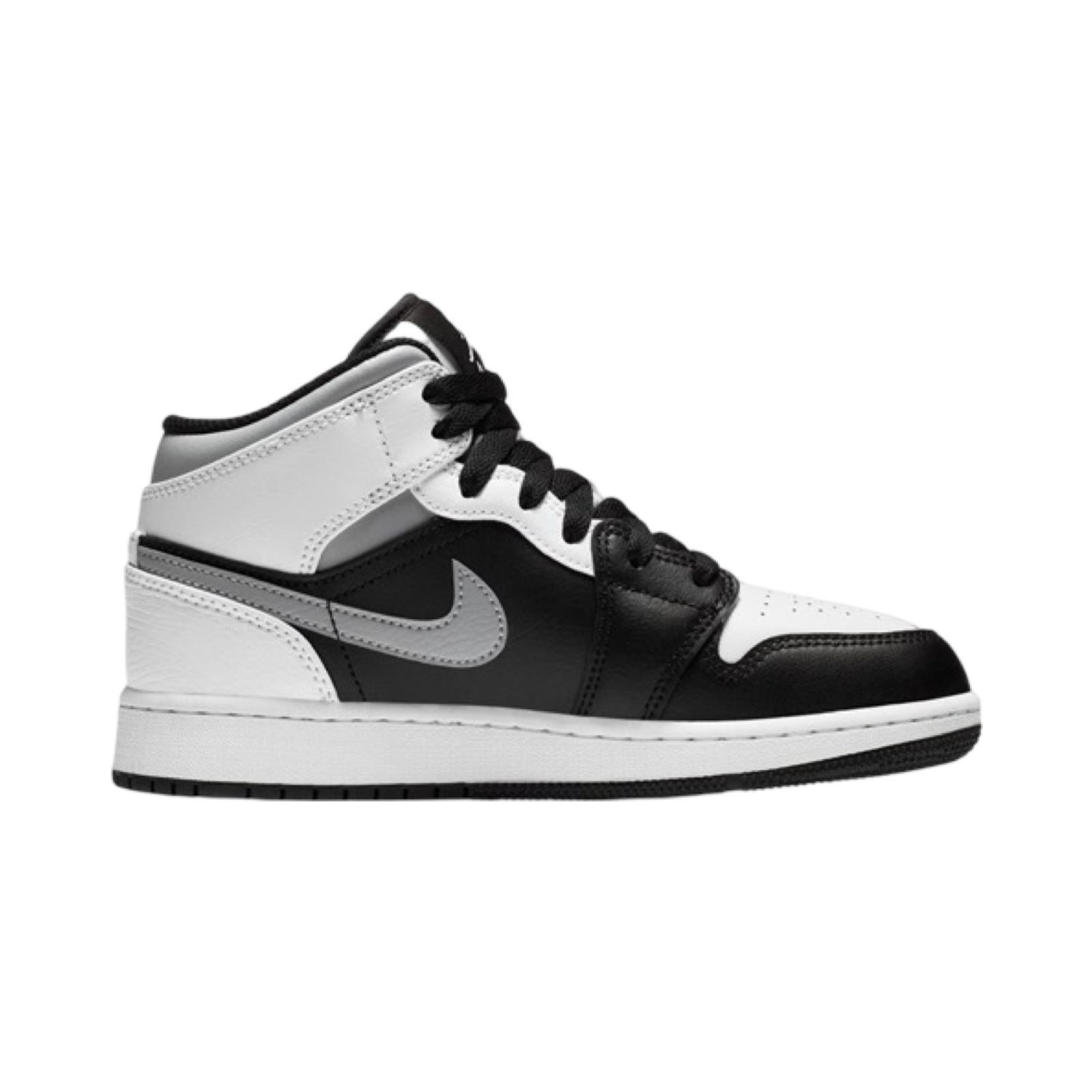 Air Jordan 1 Mid GS Sneakers - White Shadow Black Grey Basketball Shoes for Women & Girls - Perfect for Casual Wear, Gym & Street Fashion