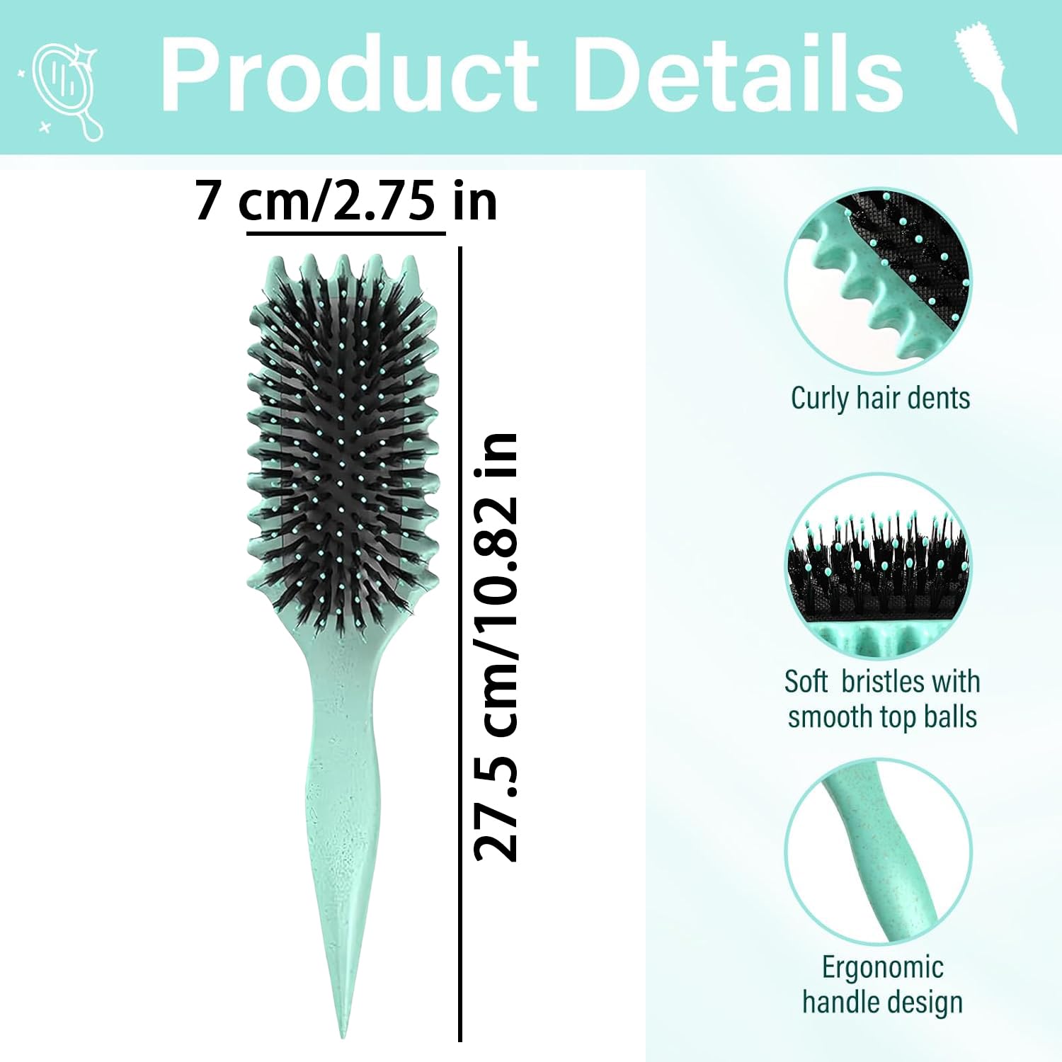 Best Hair Brush for Women & Men - Detangling Paddle Brush for Curly, Straight, Long & Short Hair - Flexible Hair Comb for Smooth Styling - Perfect for Daily Use, Travel & Salon Styling