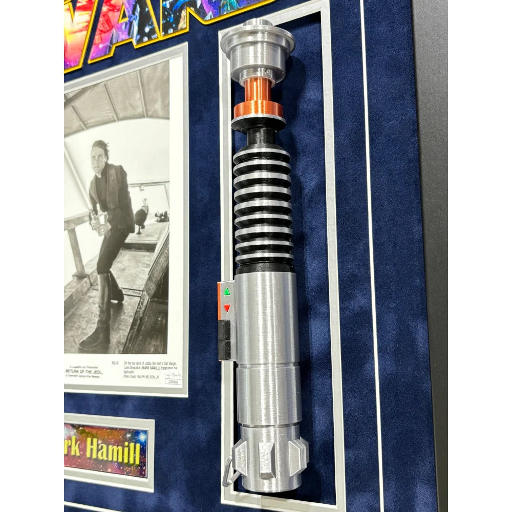 Mark Hamill Autographed Star Wars 8x10 Photo - Framed Collectible with JSA COA & Lightsaber Signature - Perfect for Star Wars Fans, Home Theater Decor & Memorabilia Displays