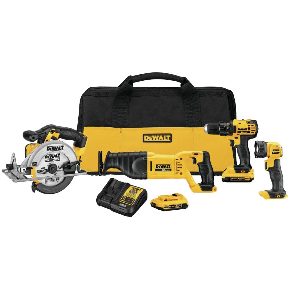 DEWALT 20V MAX Cordless Power Tool Combo Kit (4-Tool Set) with 2 Batteries & Charger (DCK423D2) - Perfect for DIY Projects, Home Renovations & Professional Construction Work