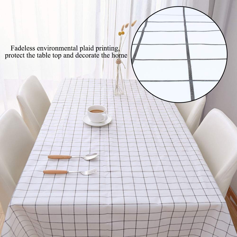 Shanrya Plaid Print Durable Tablecloth - Waterproof Table Protector for Dining Table, Office Desk, Book Study (Perfect for Dinner Parties, Home Decor & Workspace Protection)