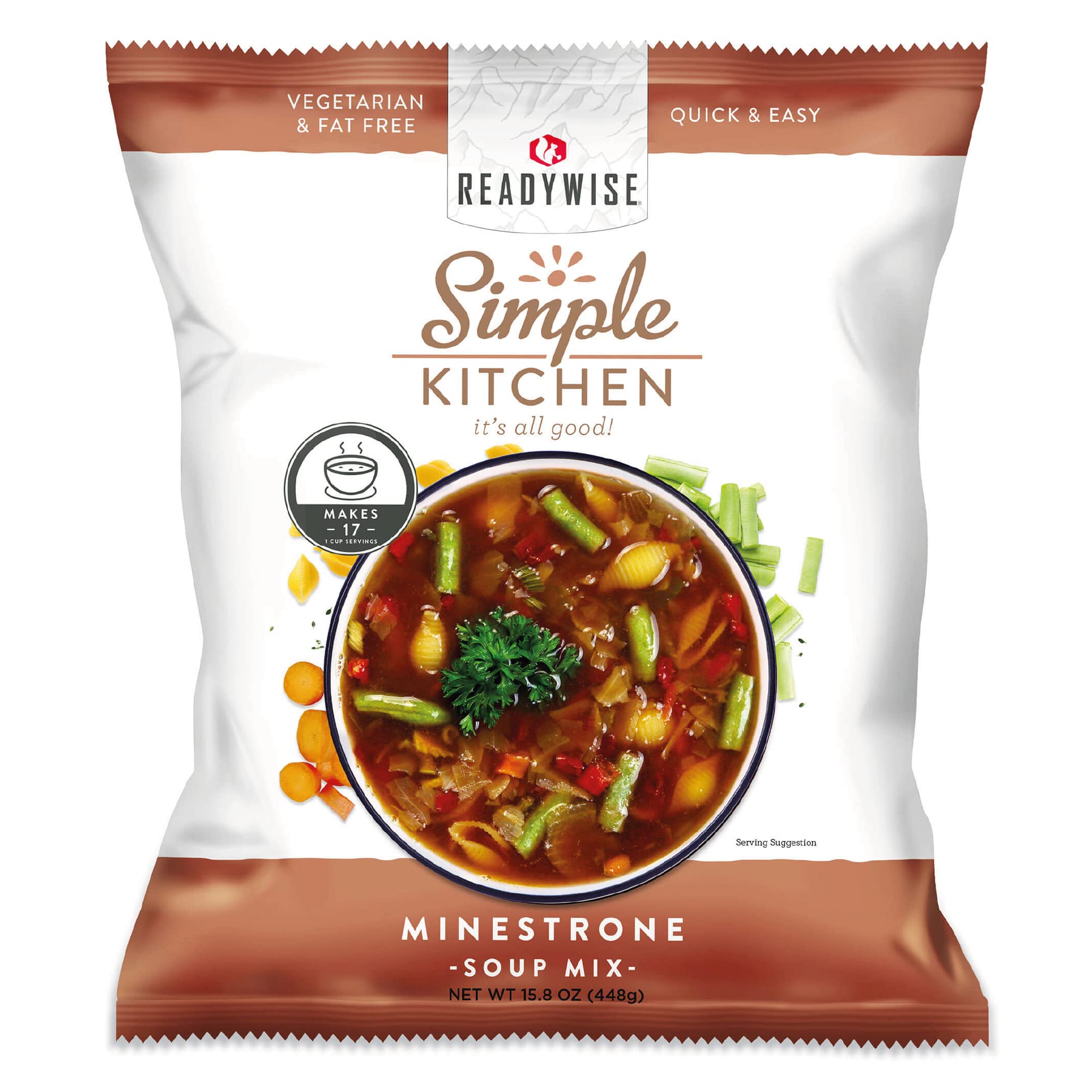 ReadyWise Minestrone Soup Mix - 17 Servings | Vegetarian Emergency Food Supply for Camping, Hiking & Survival | Long Shelf Life MRE Meal | Perfect for Outdoor Adventures & Daily Use