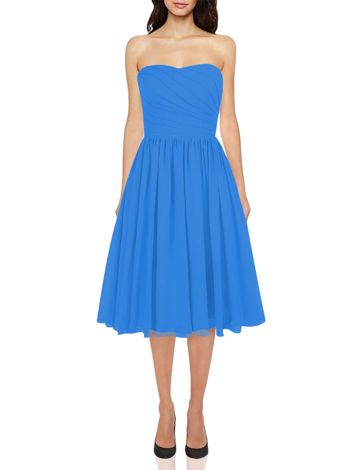 JAEDEN Short Chiffon Strapless Bridesmaid Dresses - Elegant Wedding Guest & Prom Dresses for Bridal Party, Cocktail Events & Special Occasions