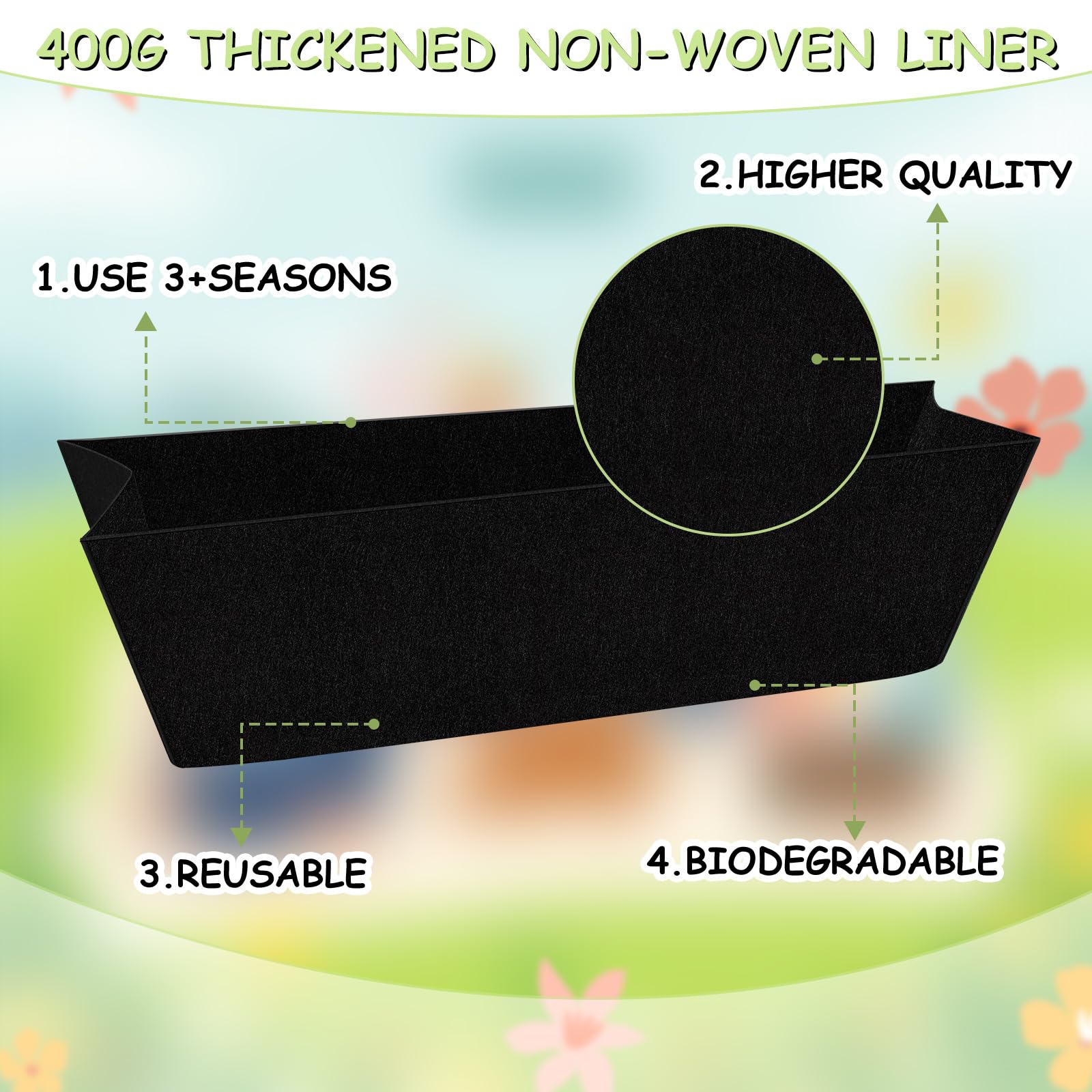 NNG 4Pcs 30-Inch Rectangle Fabric Planter Basket Liners - Felt & Coconut Fiber Replacement Liners for Hanging Baskets, Wall Planters & Flower Pots | Indoor/Outdoor Garden Decor, Balcony & Patio Planting Accessories
