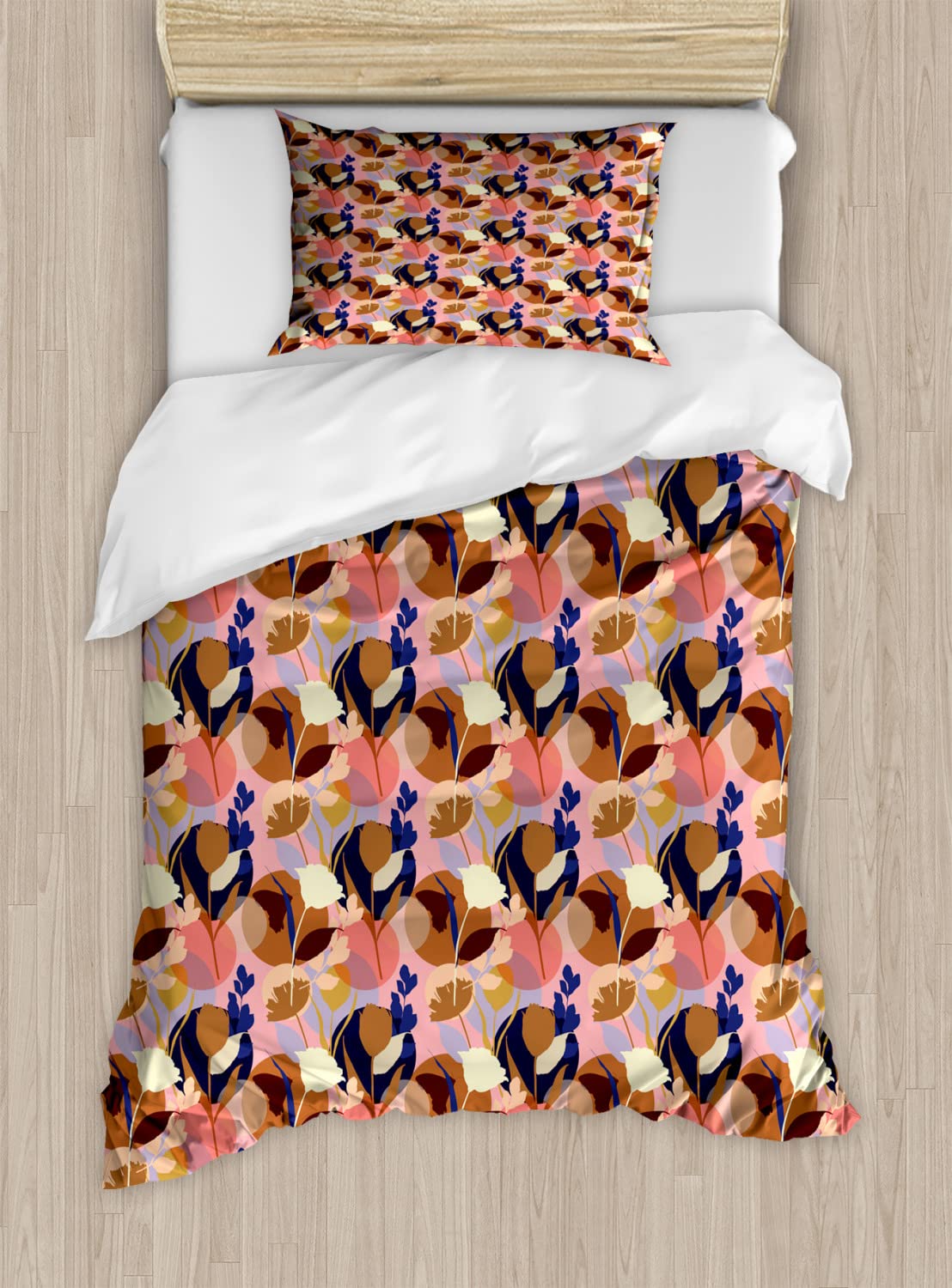 Ambesonne Floral Duvet Cover Set - Colorful Summer Gardening Theme with Various Flower Species | 2-Pack California King Size Bedding Set (2 Duvet Covers + 4 Pillowcases) | Perfect for Guest Rooms, Master Bedrooms & Seasonal Home Decor
