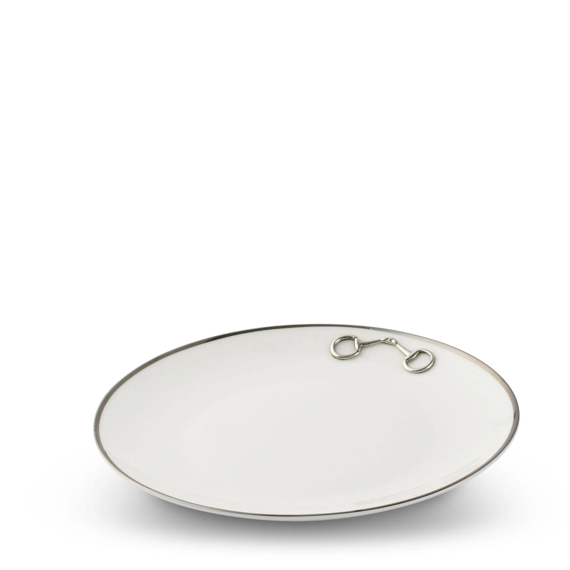 Premium Snaffle Bit Horse Training Equipment & Platinum Salad Plate Set for Equestrian Dining - Perfect for Horseback Riding Events and Elegant Dinner Parties