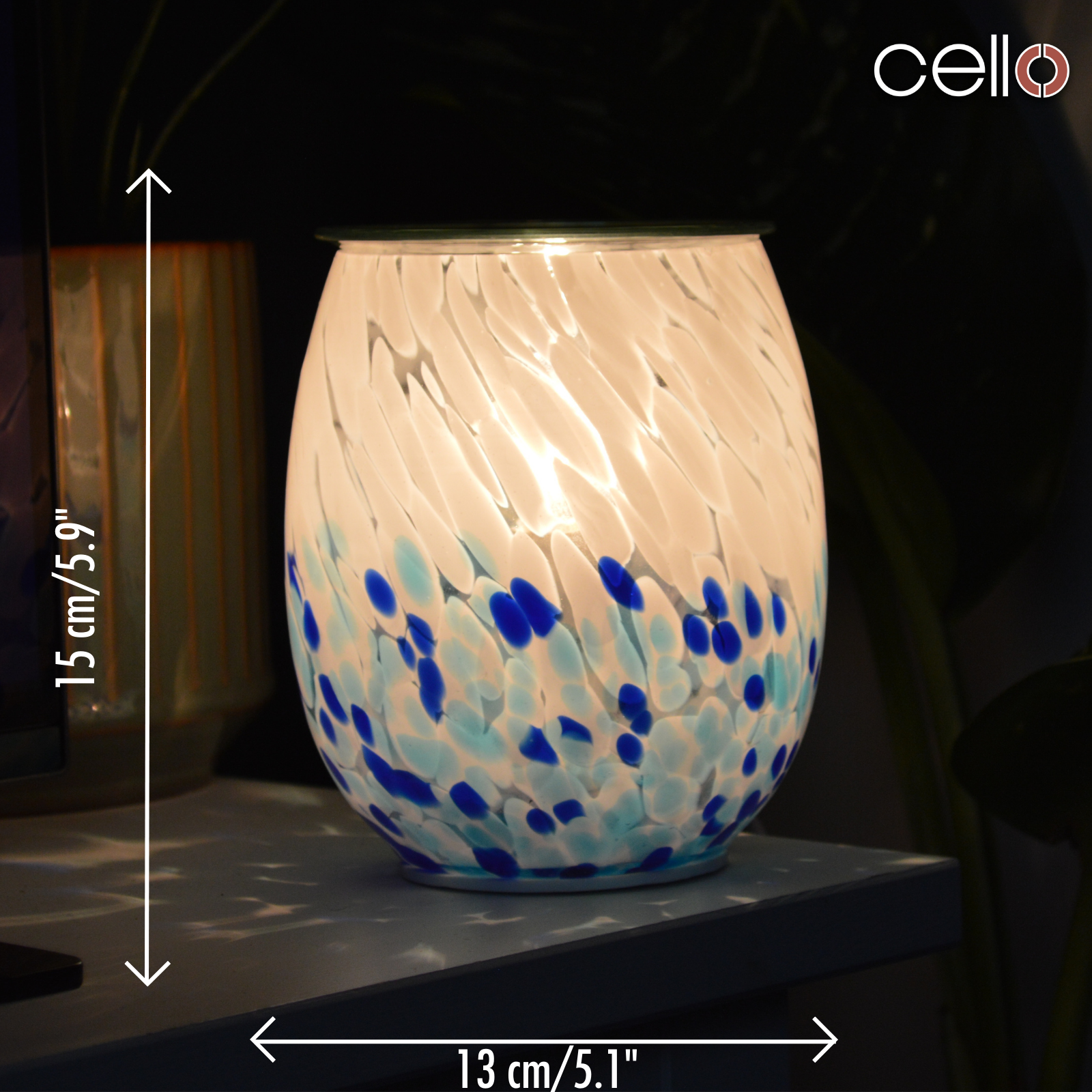 Elegant Cello Electric Wax Warmer with Art Glass Crashing Waves Design - Perfect for Home Aromatherapy & Relaxation