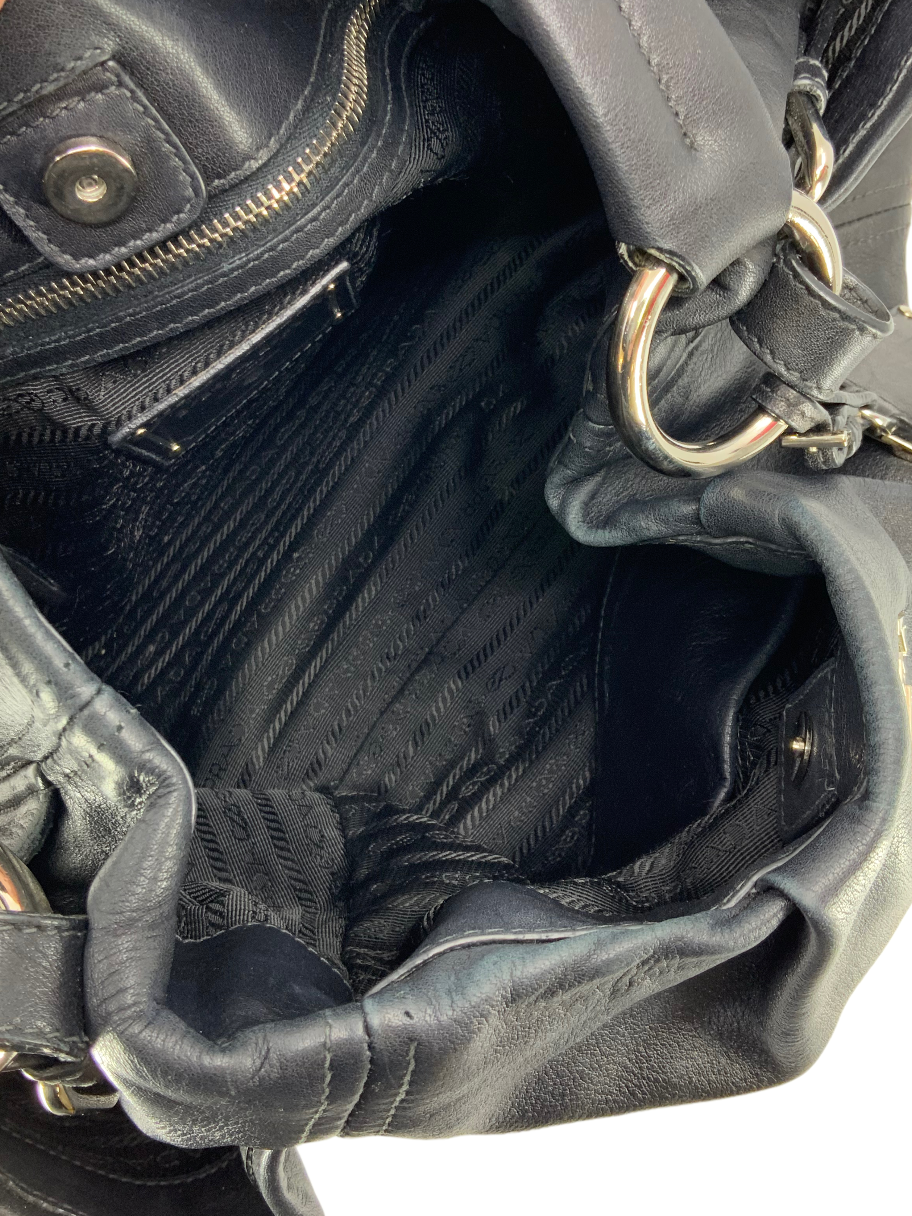 Prada Calfskin Leather Hobo Bag with Side Pocket - Luxury Shoulder Bag for Women, Perfect for Work, Travel & Everyday Use