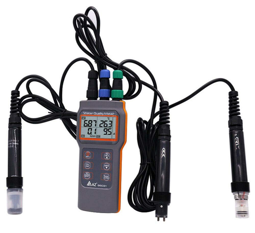 AZ86031 Water Quality Meter - Dissolved Oxygen, pH, Conductivity, Salinity & Temperature Tester | Perfect for Aquariums, Pools, Hydroponics & Environmental Testing