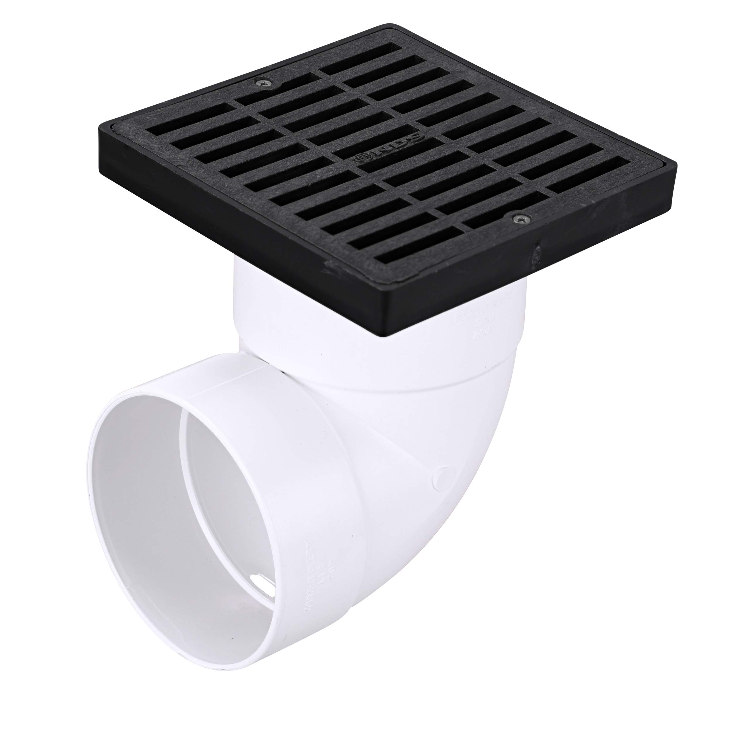 NDS 640 6-Inch Square Grate with Low-Profile Adapter Drain - Compatible with 3-Inch & 4-Inch Drain Pipes - Durable Black Plastic for Small Lawns, Landscaping, Patios & Garden Drainage Solutions