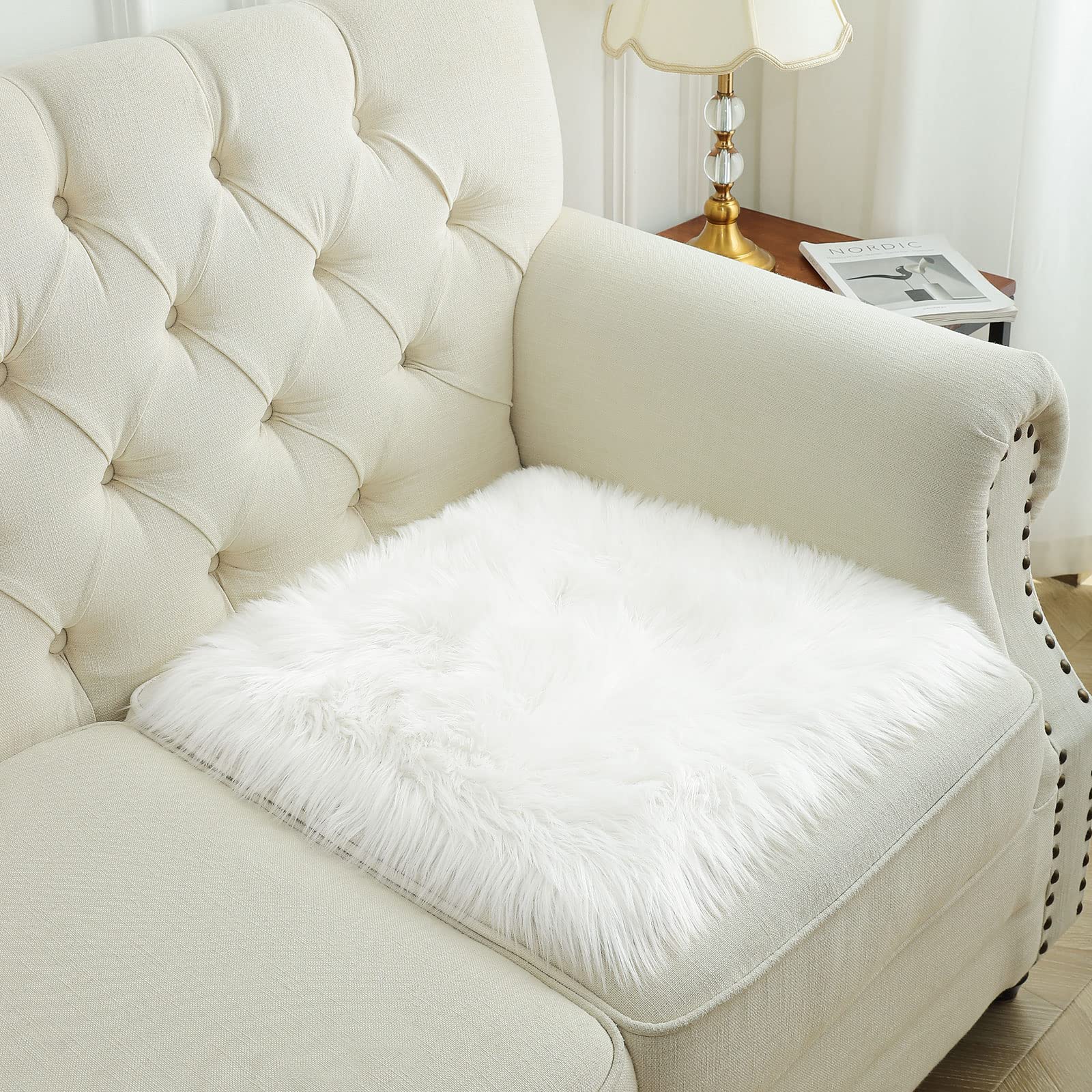 Softlife White Faux Fur Sheepskin Throw Rug - 20