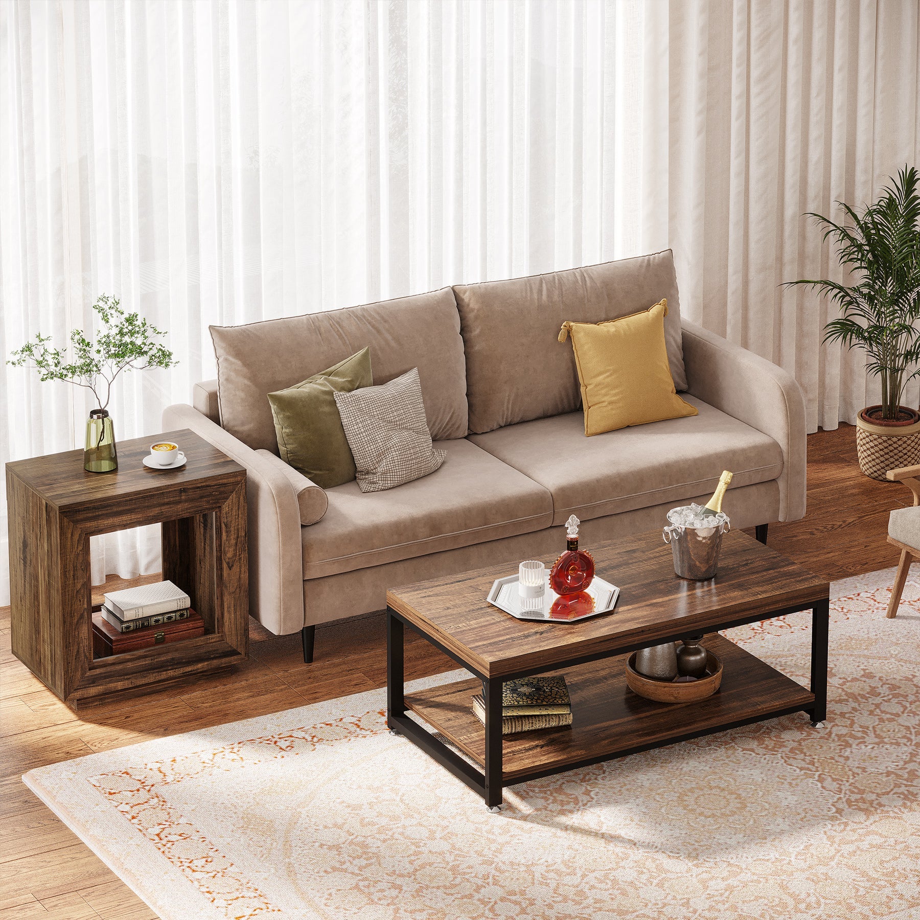 Square Wooden End Table with Storage - Modern Nightstand for Bedroom, Living Room & Office - Perfect for Small Spaces & Home Decor