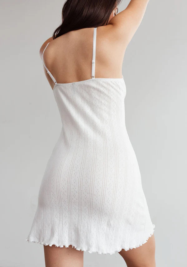 Dream Cotton Pointelle Slip - Soft & Breathable Lace Trim Nightgown for Women | Perfect for Sleepwear, Lounge & Relaxation at Home