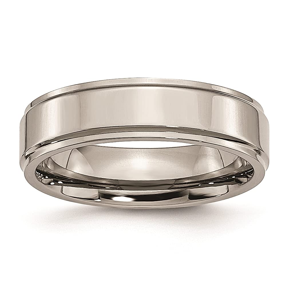 ICE CARATS 6mm Titanium Wedding Band for Women - Classic Flat Ridged Edge Ring, Elegant & Durable Jewelry Gift for Her - Perfect for Anniversaries, Engagements & Special Occasions