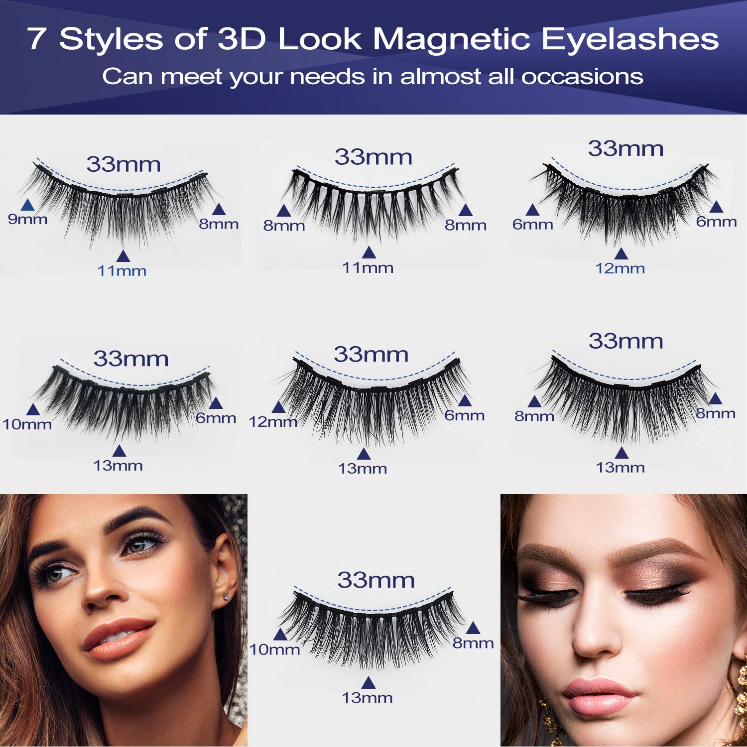 Magnetic Eyelashes & Eyeliner Kit - Reusable False Lashes for Women with Applicator - Natural Look Easy Application Cruelty-Free - Perfect for Parties, Weddings & Daily Wear