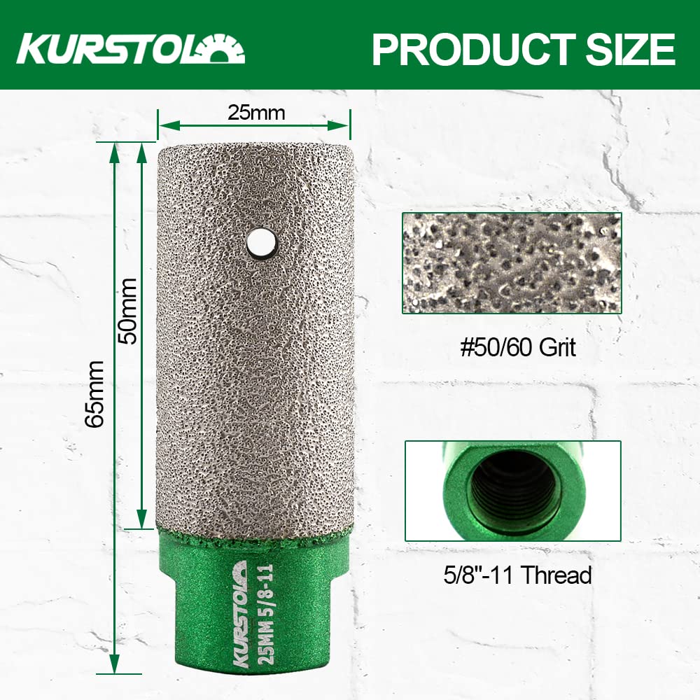 Diamond Hole Saw Set - 5pc Core Drill Bits 25/35/50/65/102mm with 1pc 25mm Diamond Milling Bit (58-11 Thread) for Porcelain, Ceramic, Tile, Granite, Marble - Perfect for Angle Grinder, Bathroom Renovation & Stone Cutting Projects