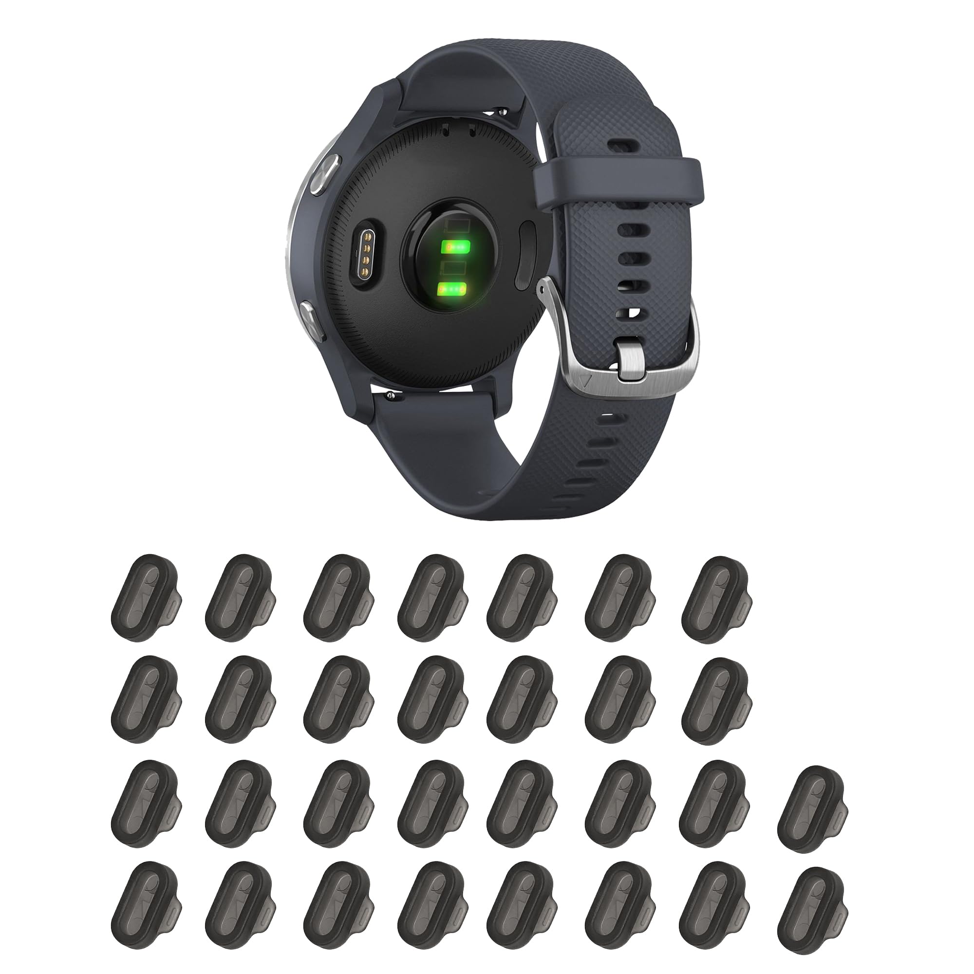 Garmin Venu/Forerunner/Vivomove/Fenix Dust Plugs - 30pc Black Set for Sports Trackers