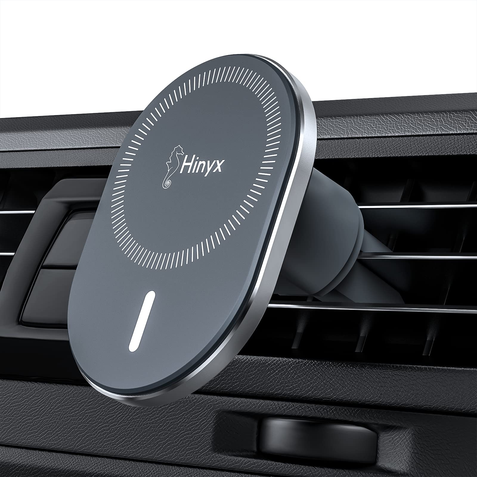 Hinyx MagSafe Car Mount - Strong Magnetic Phone Holder for iPhone 15/14/13/12 Pro Max/Mini/Plus & All Smartphones | Secure Air Vent Installation | Compatible with MagSafe Cases & Metal Rings | Perfect for Safe Driving & Hands-Free Navigation