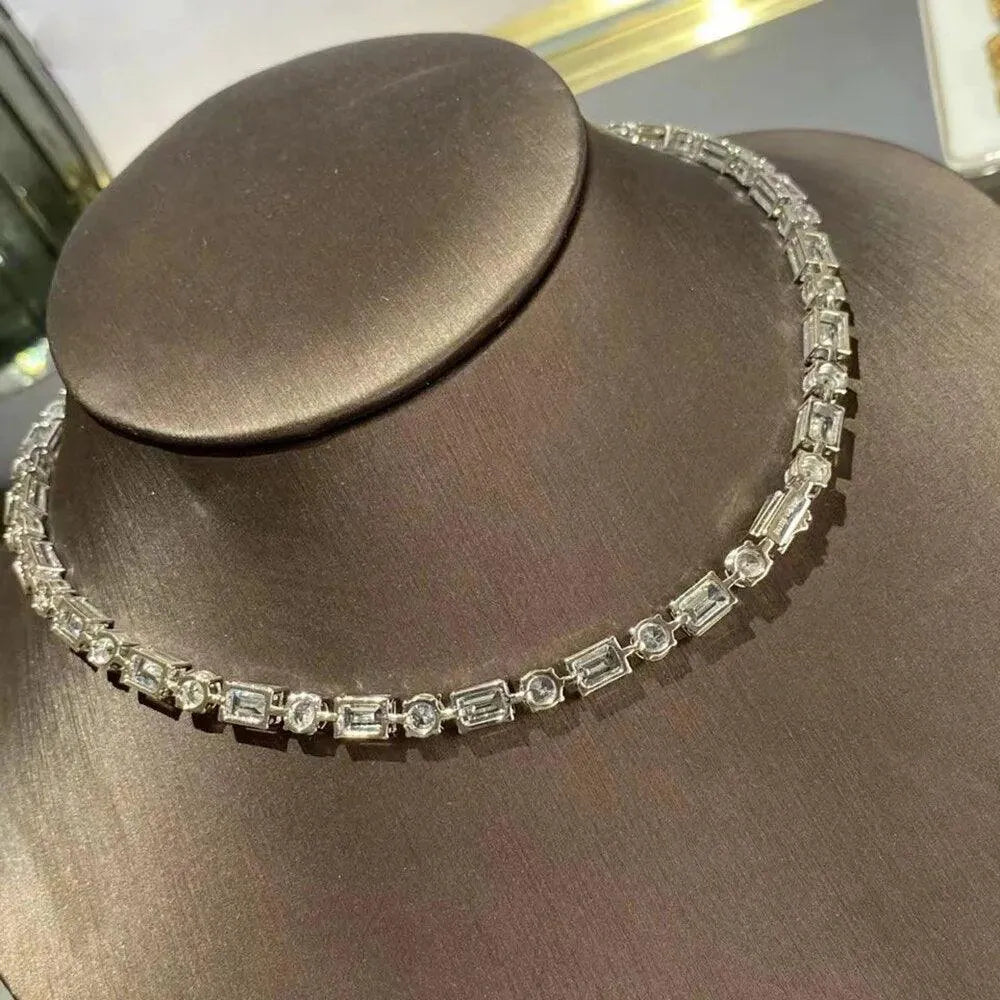925 Sterling Silver Emerald Cut Moissanite Necklace for Women - Wedding, Party & Fine Jewelry - Elegant Gift for Her, Anniversary & Special Occasions