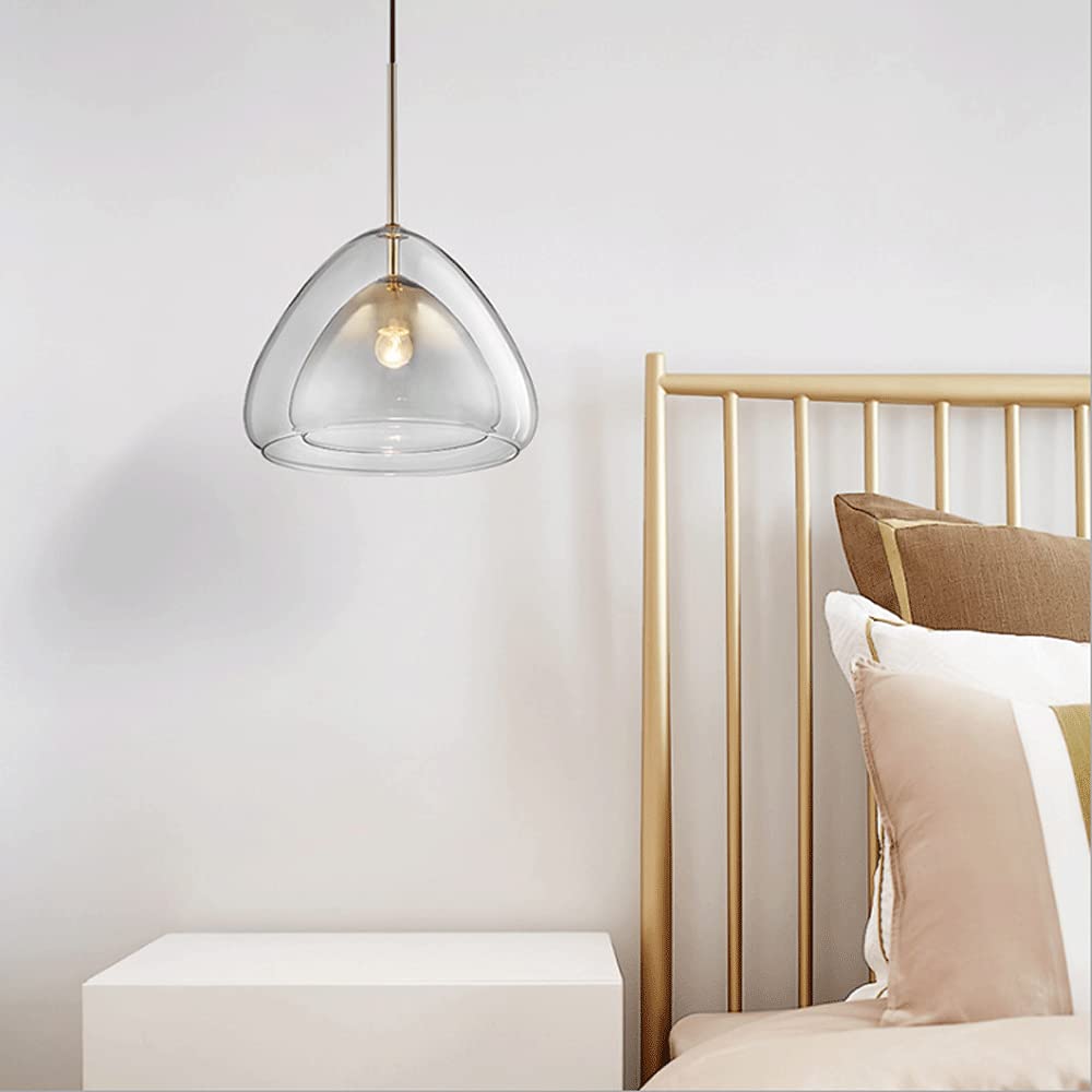 Modern Glass Pendant Light - Minimalist Double Layer Ceiling Lamp with Gradient Gold Finish | Stylish Lighting for Living Room, Bedroom, Office & Dining Area