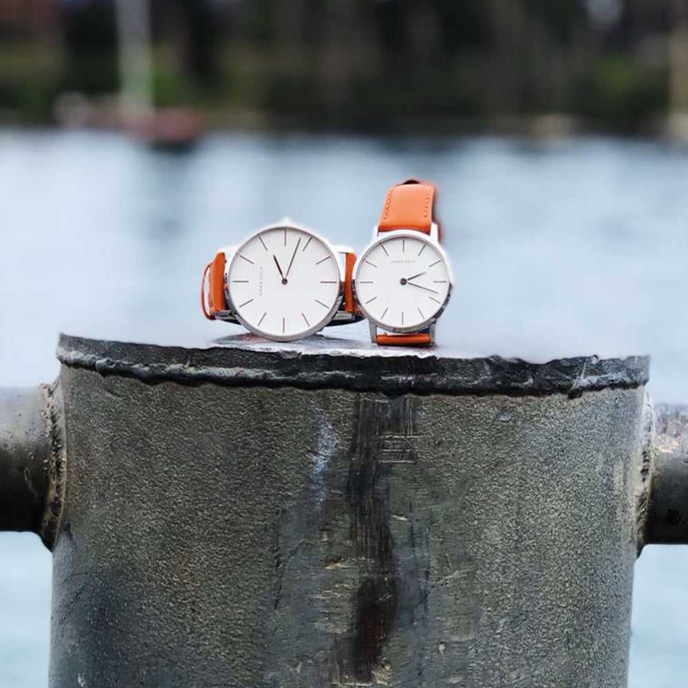 ARIES GOLD Urban Santos Silver Stainless Steel Women's Watch with Brown Leather Strap - Fashionable Timepiece for Work, Casual Wear & Special Occasions