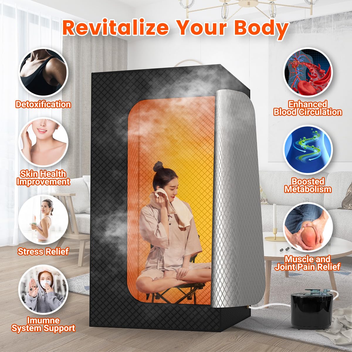 Portable Home Sauna Tent with 3.0L Steamer - Full Body Detox & Relaxation SPA - Quick Heat Up & Easy Assembly for Weight Loss, Pain Relief & Home Wellness Therapy (Perfect for Small Spaces & Post-Workout Recovery)