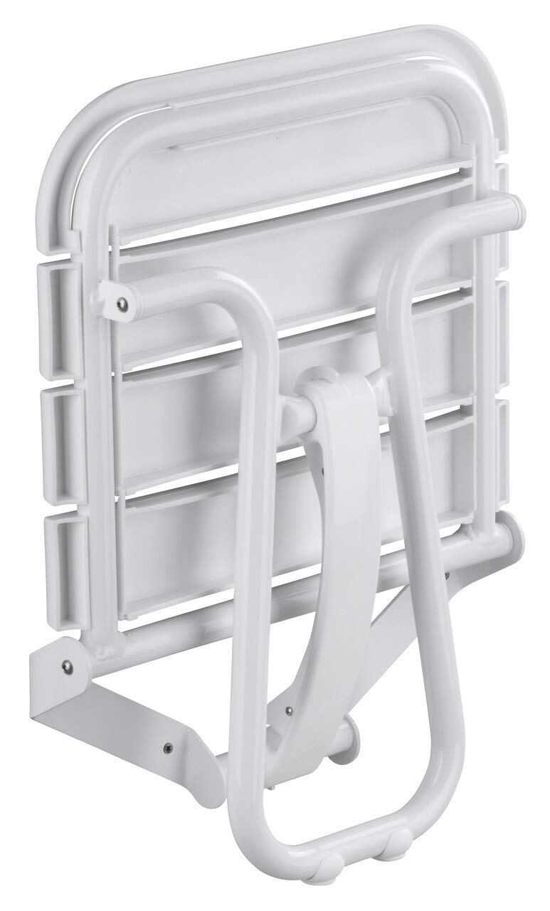 Foldable Wall-Mounted Shower Seat with Adjustable Legs, Backrest & Armrests - Removable Gray Cushion for Elderly & Disabled Bathroom Safety - Perfect for Small Spaces & Accessible Showers