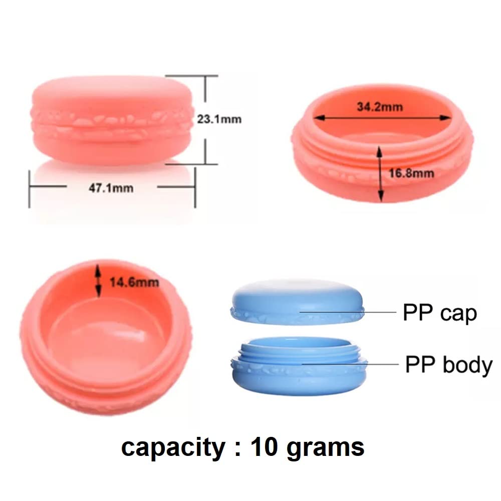 SpiderJuice 2-Pack 10g Cute Macaron-Shaped Refillable Empty Lip Balm Containers - Colorful Plastic Cosmetic Jars for DIY Lip Care, Travel & Gift Giving