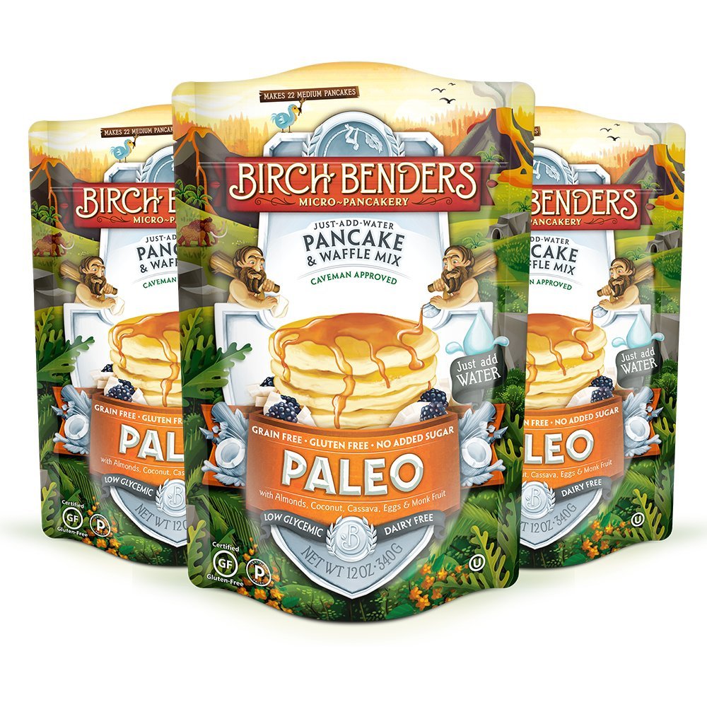 Birch Benders Paleo Pancake & Waffle Mix - Gluten Free, Grain Free (Cassava, Coconut, Almond Flour) - Just Add Water - 12oz (3 Pack) - Perfect for Keto, Paleo & Vegan Breakfasts, Camping & Quick Family Meals