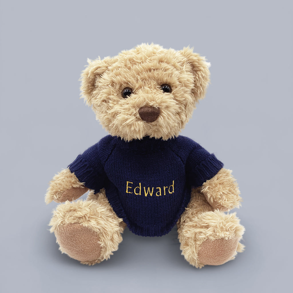 Personalized Navy Bertie Bear - Custom Plush Toy for Kids, Gifts & Nursery Decor | Perfect for Birthdays, Baby Showers & Cuddling