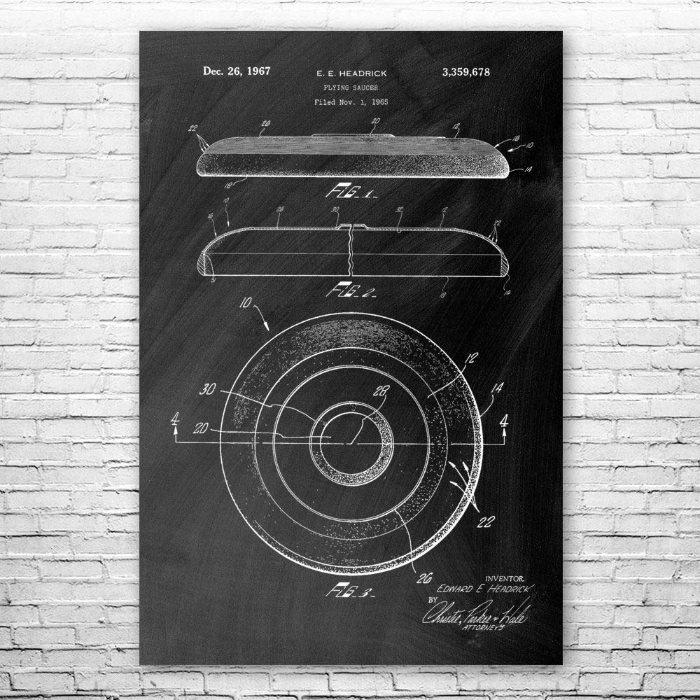 Premium Patent Earth Disc Golf Poster Print - 18x24 Inch Black Chalkboard Wall Art - Unique Disc Golf Gifts for Players & Enthusiasts - Perfect for Home Decor, Man Cave, Game Room & Office Spaces