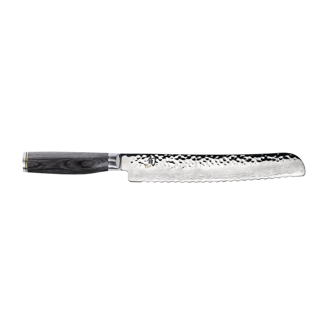 Shun Premier 9-Inch Bread Knife with Grey Pakkawood Handle - Perfect for Slicing Artisan Breads, Cakes & Pastries - Ideal for Home Bakers & Professional Chefs