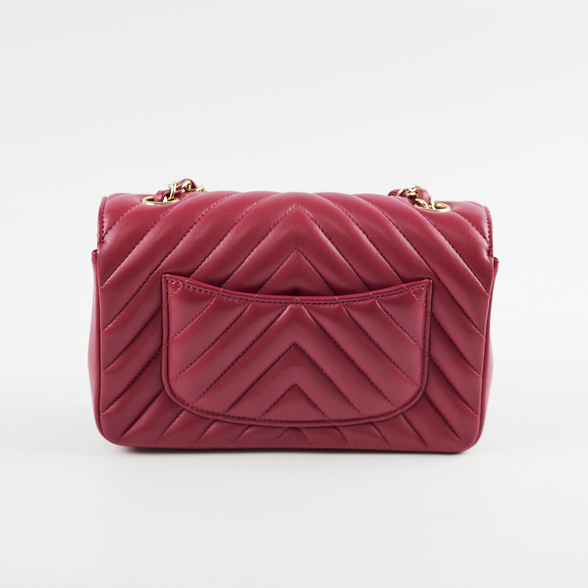 Chanel Mini Rectangular Bag in Dark Pink Chevron Lambskin Leather - Luxury Crossbody Purse for Women, Perfect for Date Night & Special Occasions