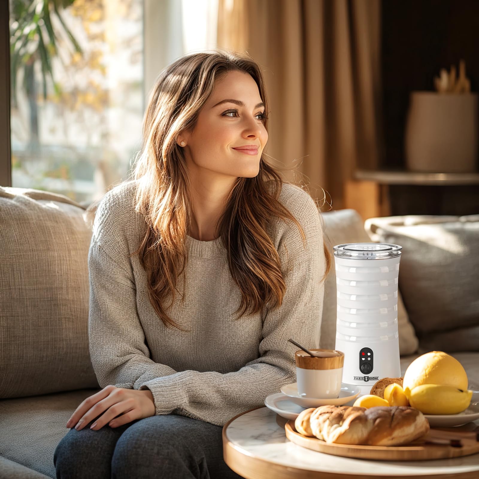 Paris Rhône 4-in-1 Electric Milk Frother & Steamer - Hot & Cold Foam Maker with Temperature Control & Auto Shut-Off - Perfect for Coffee, Latte, Cappuccino, Macchiato - Ideal for Home Baristas & Coffee Lovers