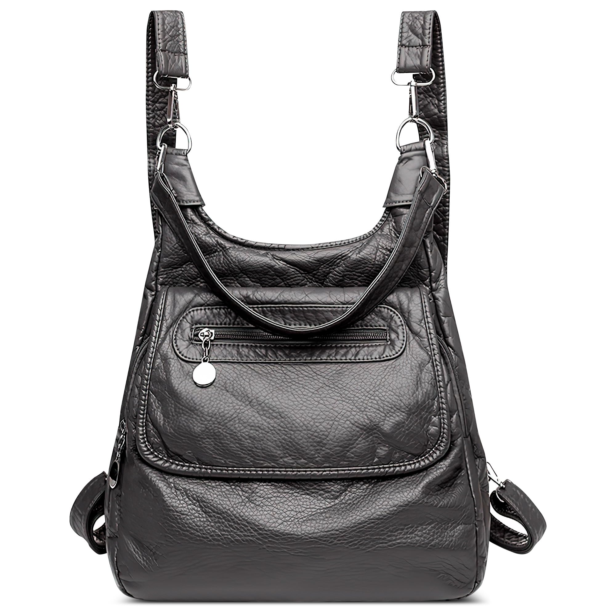 DEEVORCA Women's Fashion Backpack - Stylish Shoulder Bag for Casual, Travel, Work & Shopping | Waterproof PU Leather with Multiple Pockets | Grey Daypack for Everyday Use