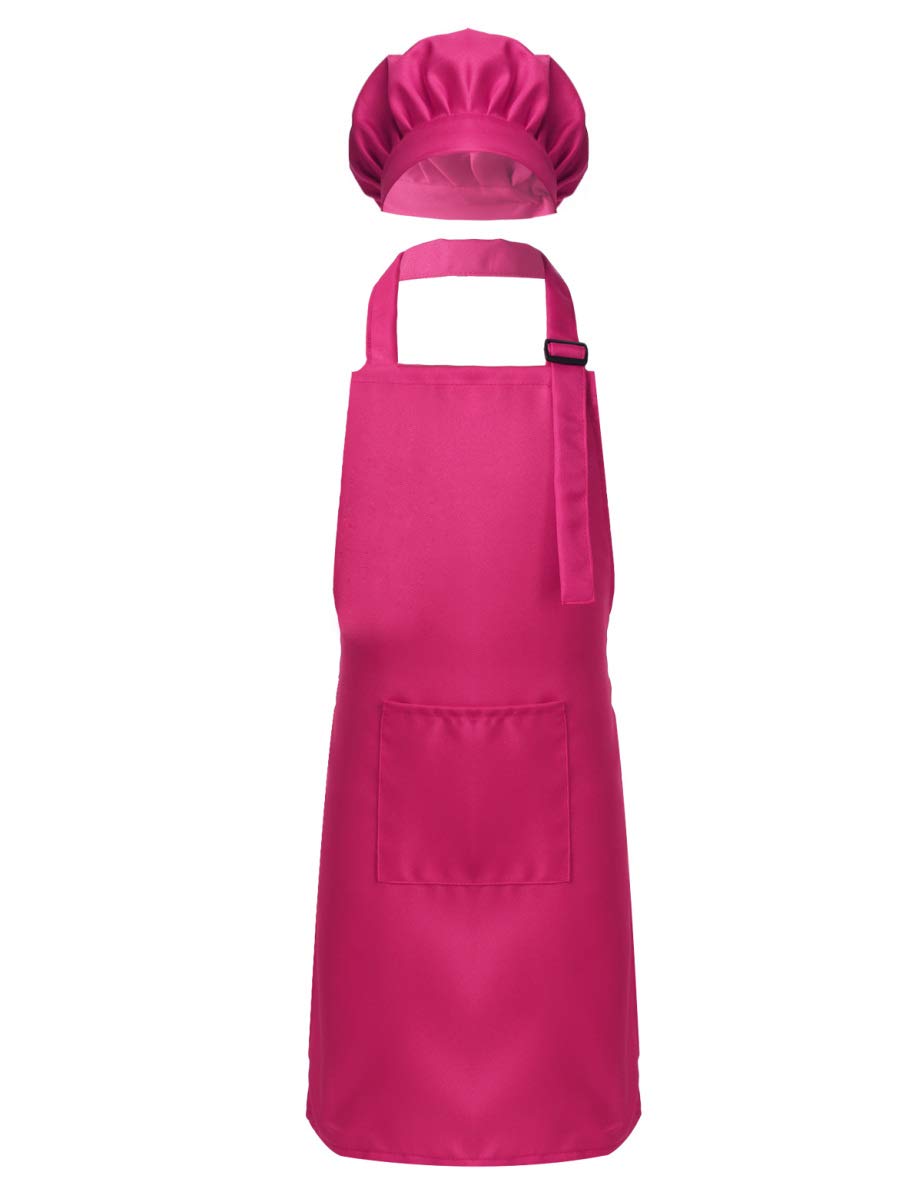 Kids Chef Costume Set - Adjustable Bib Apron with Hat for Cooking, Baking & Painting - Perfect for School Training Classes & Pretend Play at Home