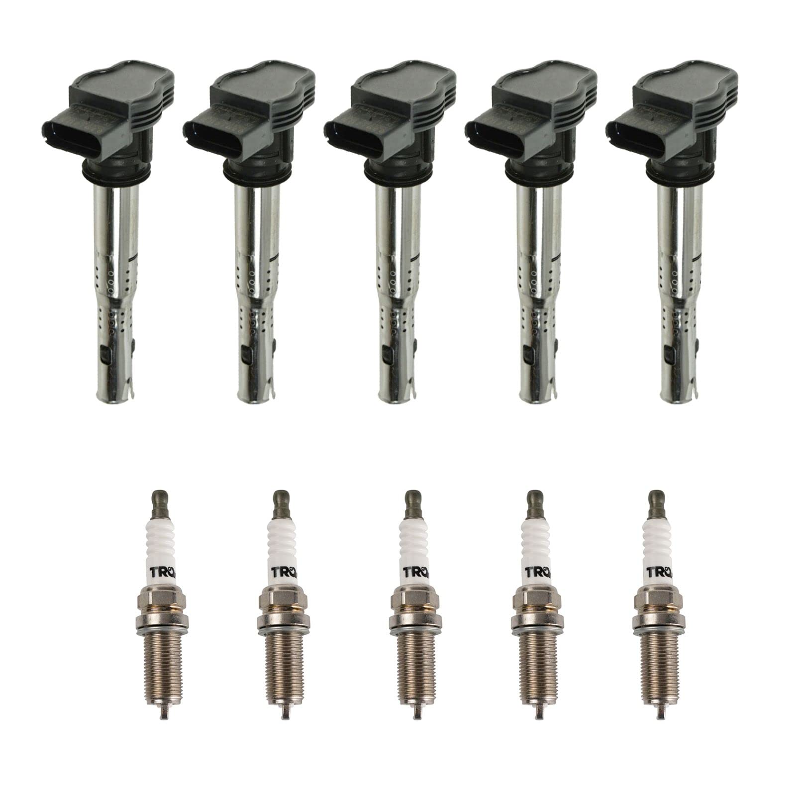 High Performance Ignition Coil & Spark Plug Kit - Compatible with VW Beetle 2006-2014, Golf 2010-2014, Jetta 2005-2014, Passat 2012-2014, Rabbit 2006-2009 - Perfect for Engine Tune-Up & Maintenance