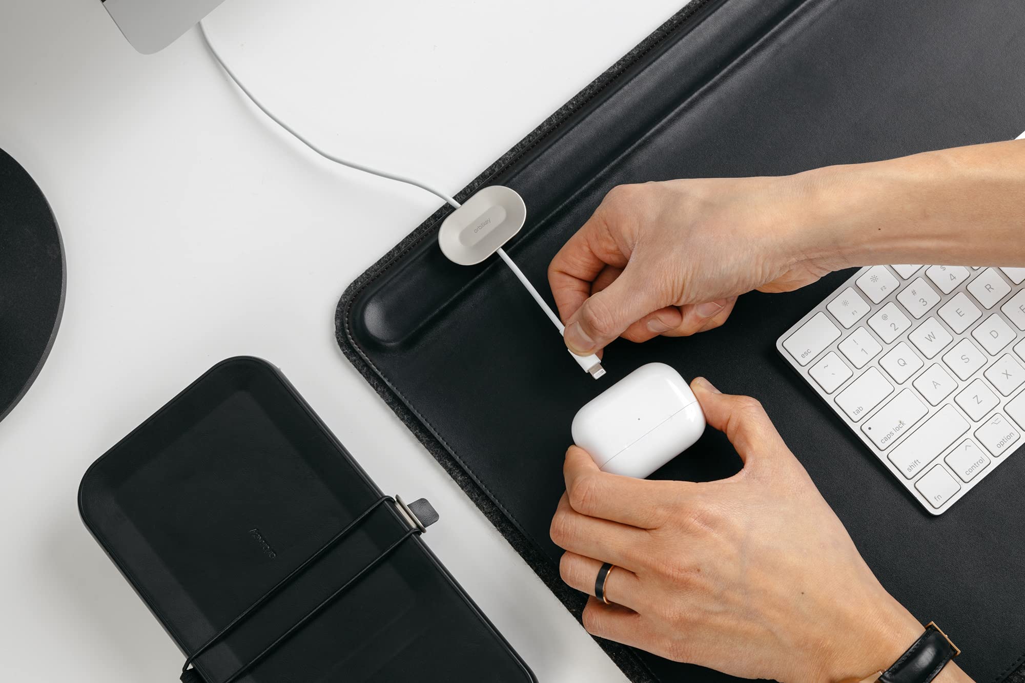 Orbitkey Magnetic Cable Holder - Compatible with Orbitkey Desk Mat Silver | Organize Cables & Chargers for Home Office & Workspace
