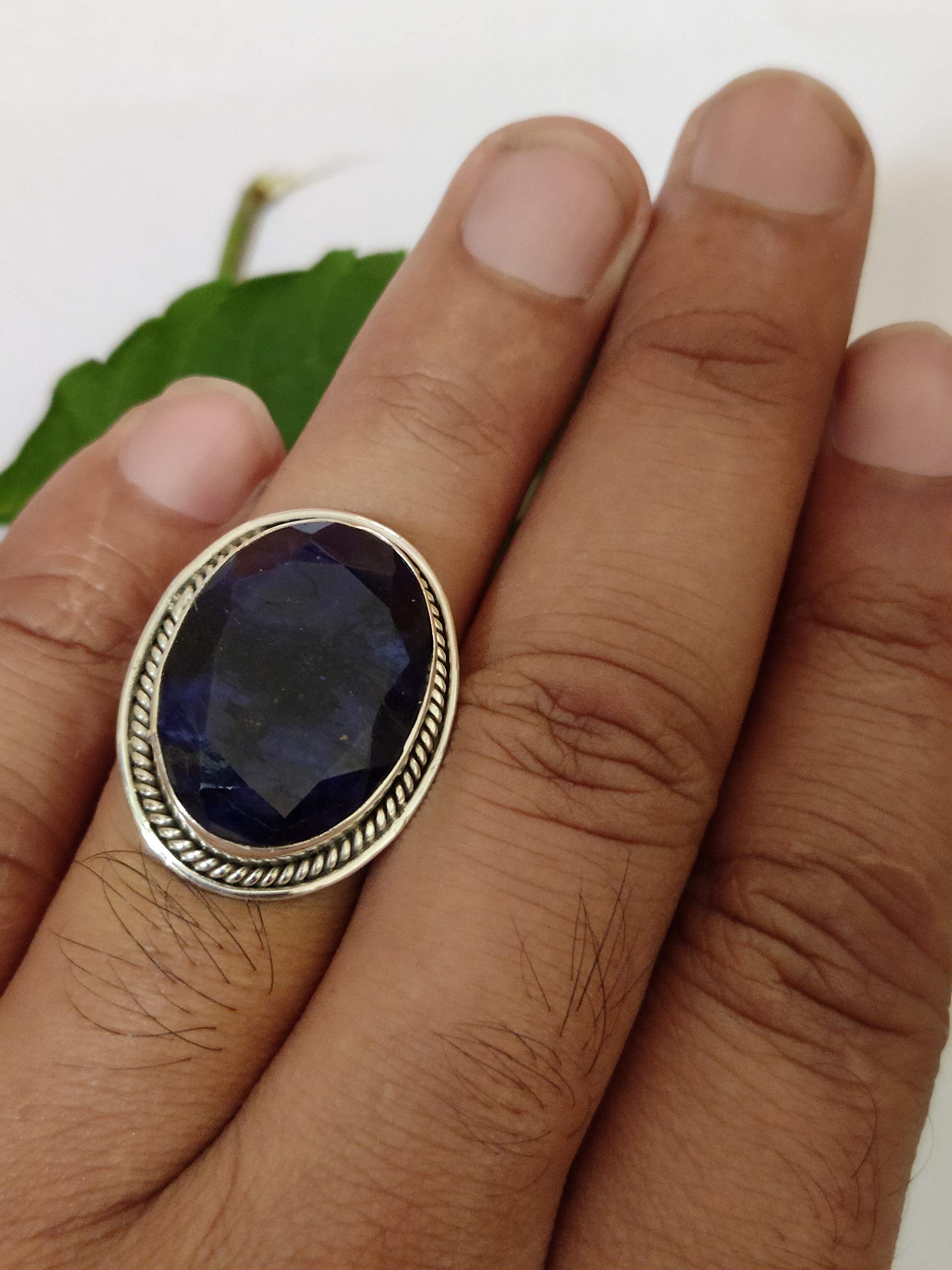 925 Sterling Silver Sapphire Ring - Vintage Antique Statement Ring with Blue Gemstone, Unique Boho Engagement Ring, Perfect Bridesmaid Gift & September Birthstone Jewelry for Women - Ideal for Weddings, Anniversaries and Special Occasions