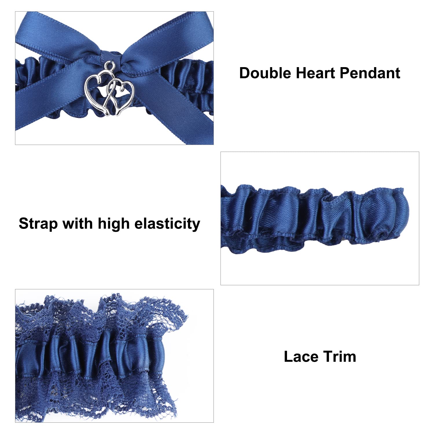 MWOOT Blue Bridal Garter Set - Elegant Lace Wedding Garter Belt for Bride to Be, Stretchable Elastic Bridal Accessory, Perfect Wedding Day Gift & Hen Party Favor - Ideal for Bouquet Toss, Something Blue Tradition and Bridal Shower Games