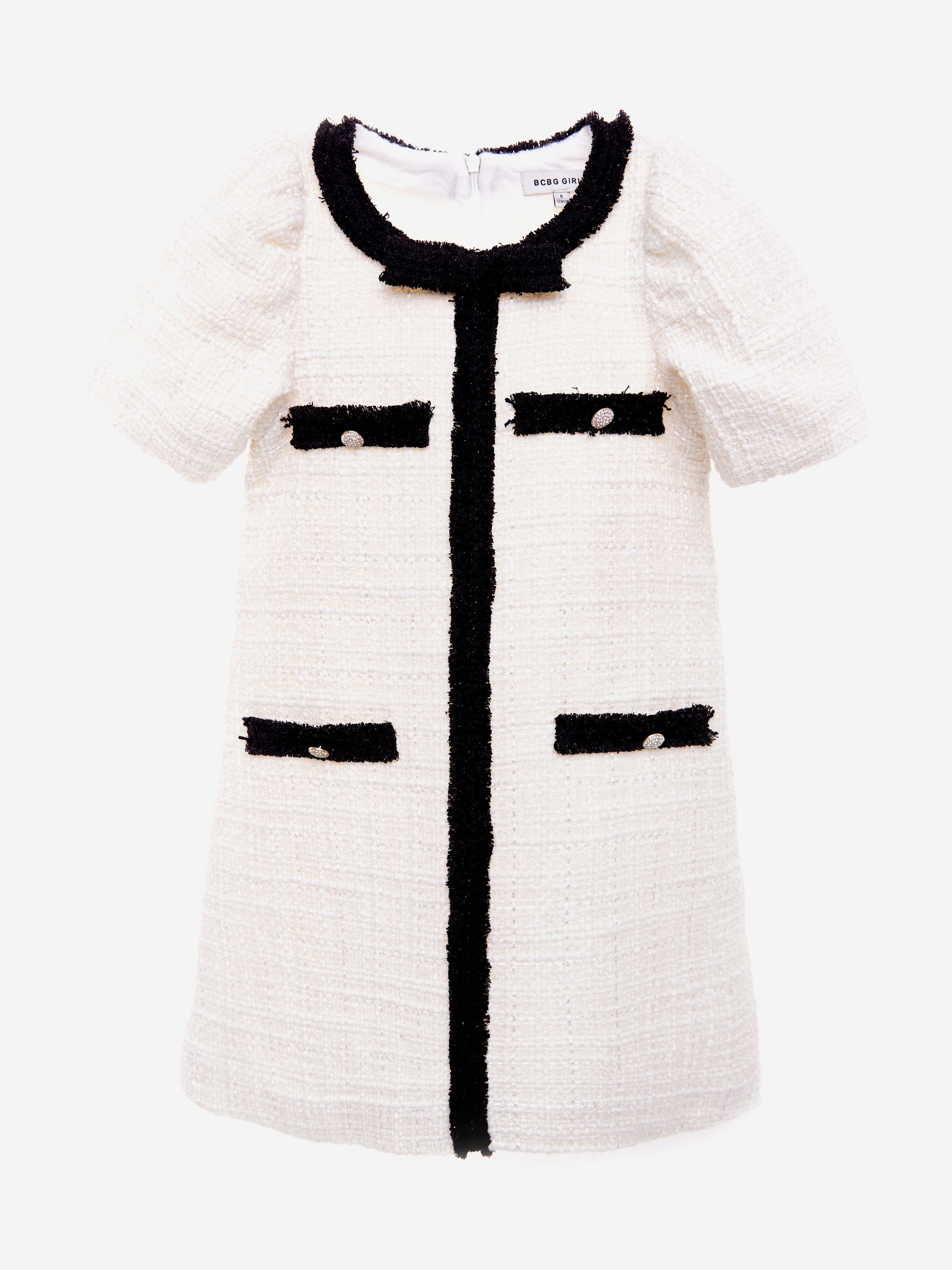 BCBG Girls Ivory Tweed Dress - Elegant and Stylish Outfit for School, Parties, and Special Occasions