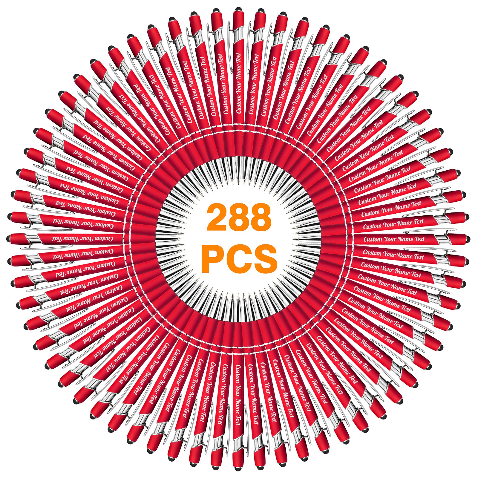 288PCS Custom Engraved Ballpoint Pens with Stylus - Personalized Name/Logo/Text - Bulk Promotional Pens for Business, Graduation, Wedding Gifts - Black Ink - Perfect for Corporate Events, School Supplies & Special Occasions