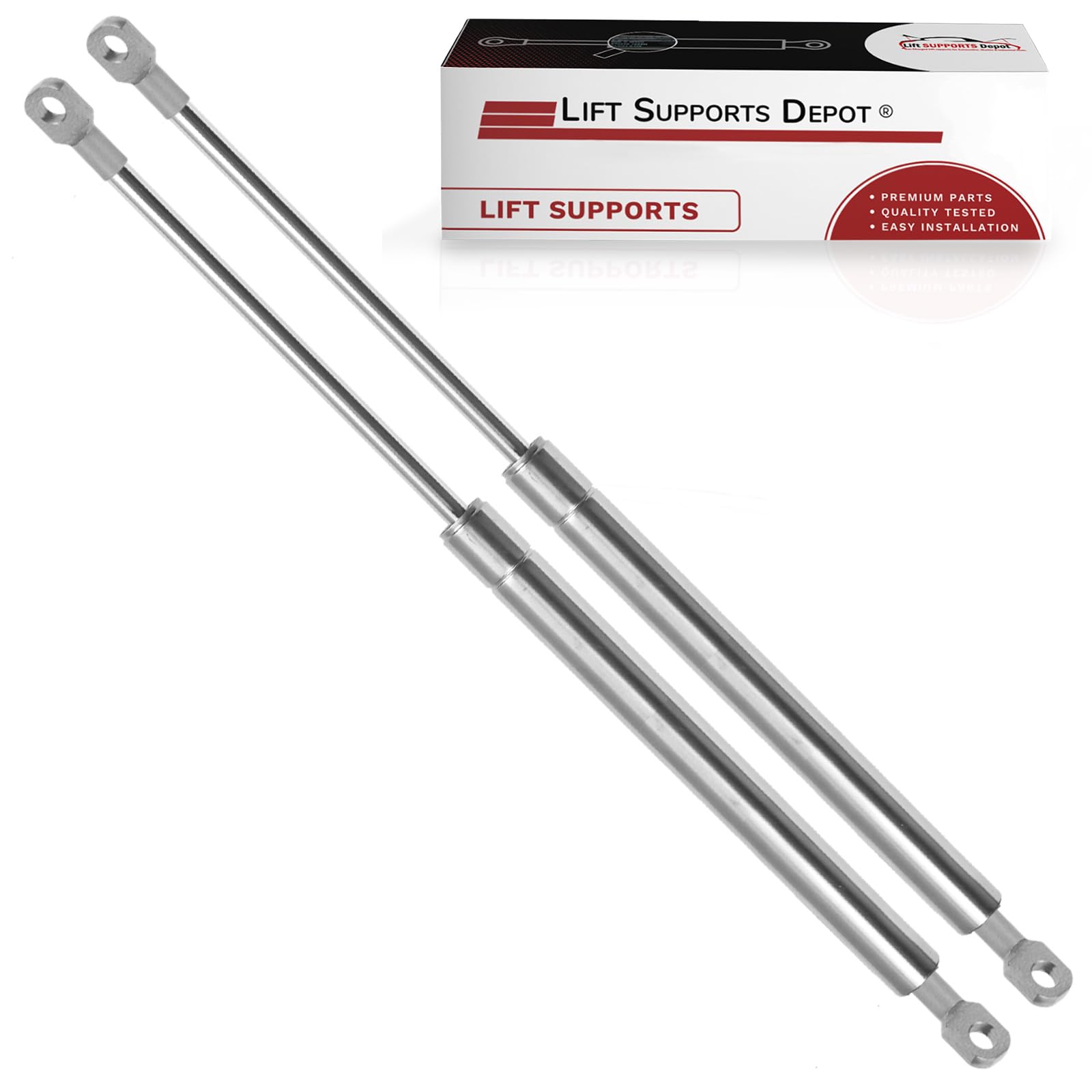 Stainless Steel Lift Supports (2-Pack) - 25 Inch 65lbs Gas Struts with 3/8 Inch Eyelet Ends - Marine Grade Shocks for Boats, RVs & Automotive Applications