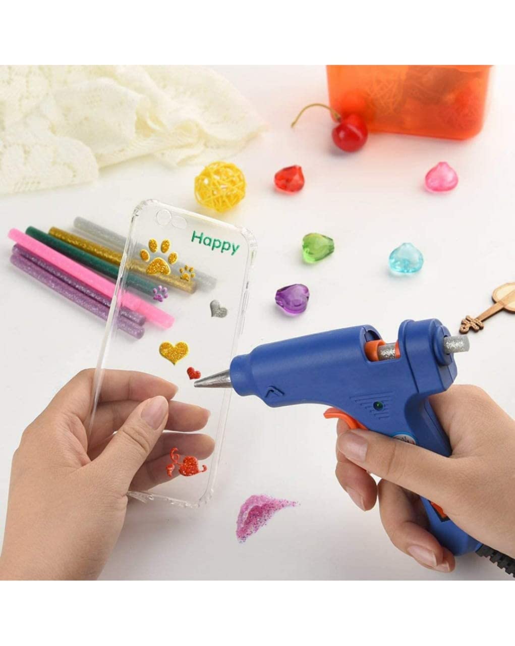 V-TEC 7MM Thin Hot Melt Glue Sticks - 12 Pack Glitter & Transparent DIY Craft Glue for 20W Glue Gun - Perfect for Scrapbooking, Home Decor, Jewelry Making and School Projects