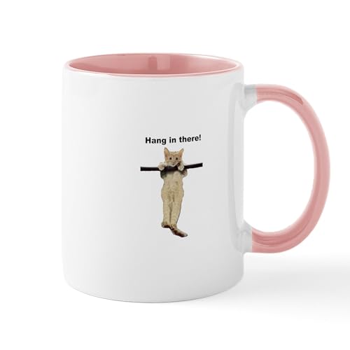 White/Pink Inside - Hang In There Baby Cute Kitty Cat Kitten On Branch