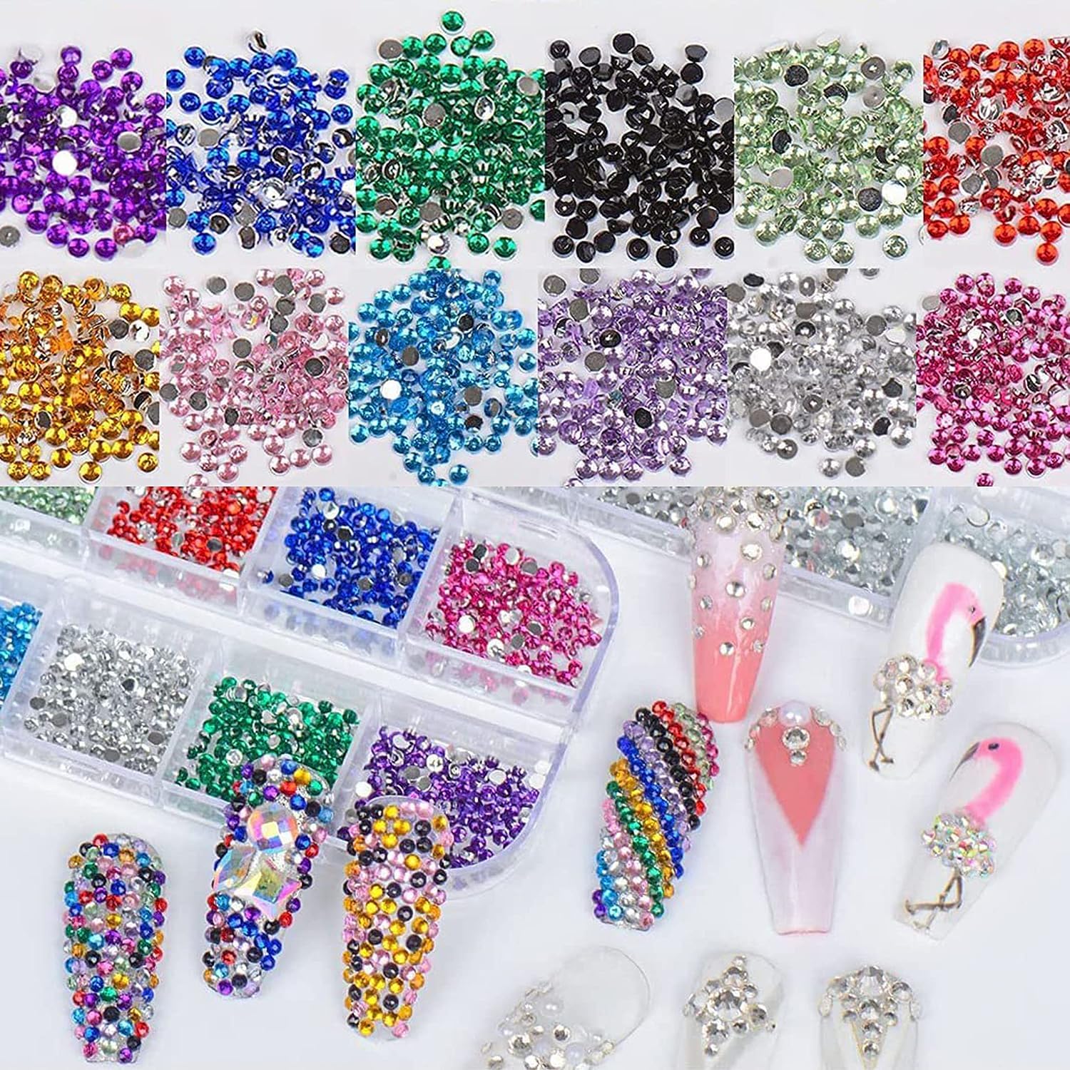 Professional Nail Glitter Rhinestones Kit with Brush - DIY Nail Art for Women & Girls - Perfect for Home, Salon & Nail Artists | Manicure, Pedicure & Party Nail Designs