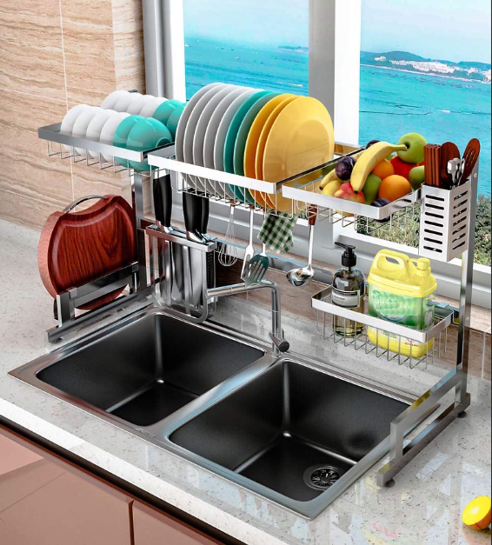 Premium Stainless Steel Dish Drying Rack for Kitchen Sink | Space-Saving Utensil Holder & Countertop Organizer | Fits Sinks Up to 33.5 Inches | Perfect for Small Kitchens, Apartments & RV Living