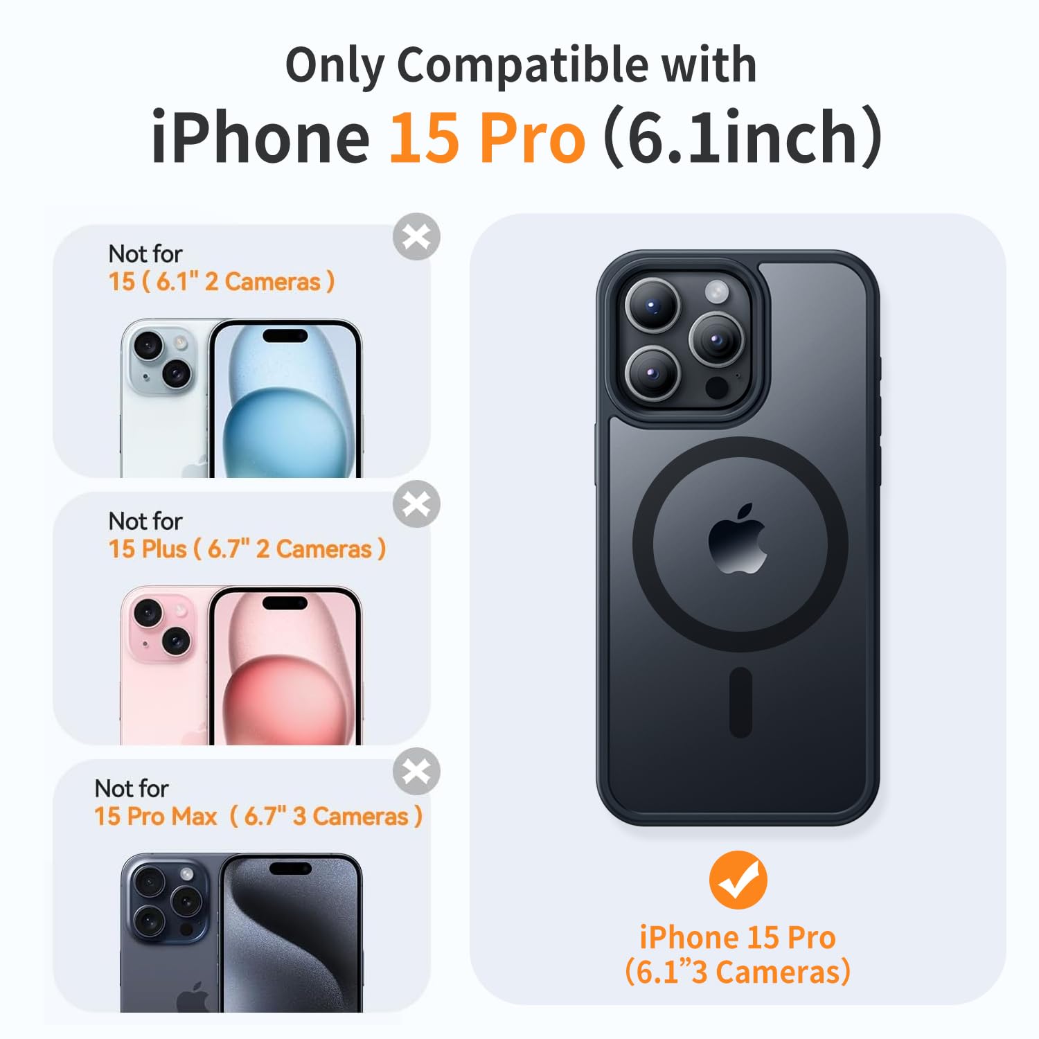 Magnetic Shockproof iPhone 15 Pro Case [6.1 Inch] - MagSafe Compatible Protective Phone Cover in Matte Black | Perfect for Outdoor Activities, Work & Travel