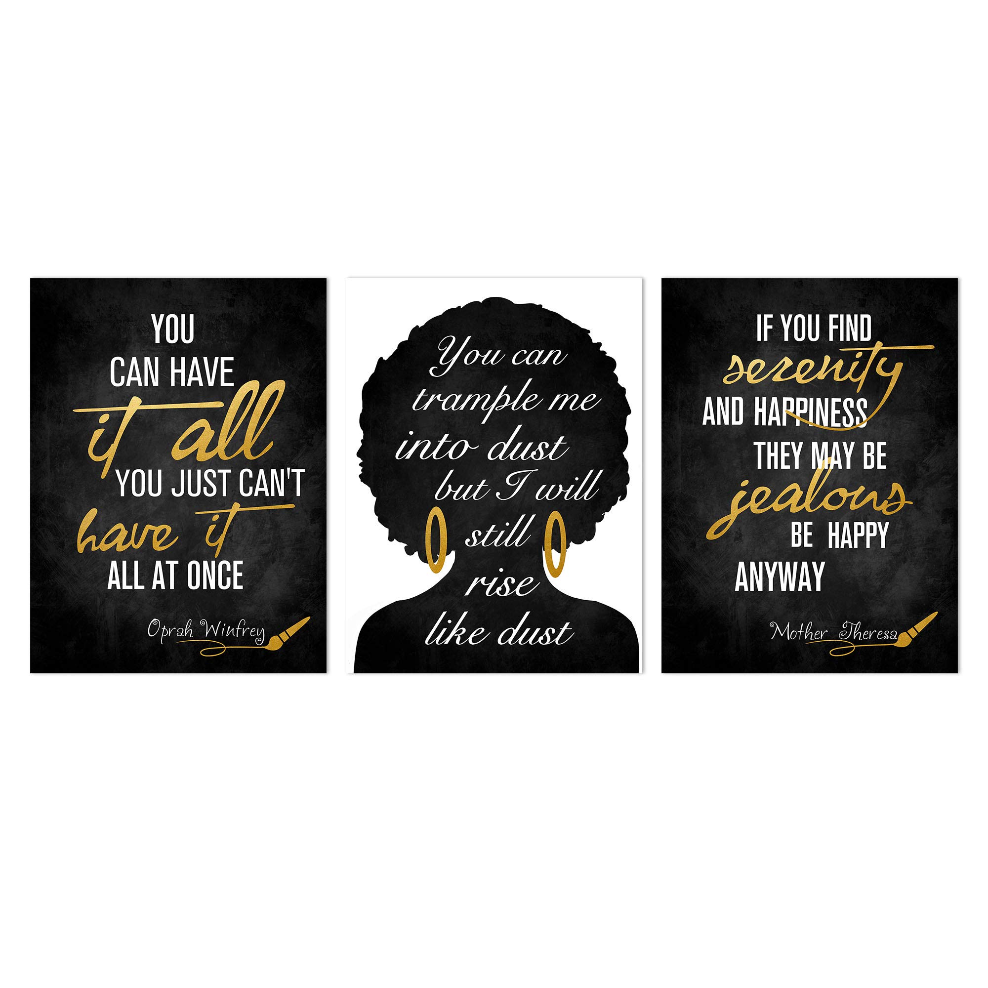 African American Wall Art - Black & Gold Canvas Decor with Inspirational Quotes, Black Women Art Poster, Modern Framed Print for Office & Home - Ready to Hang | Perfect for Living Room, Bedroom & Workspace Motivation