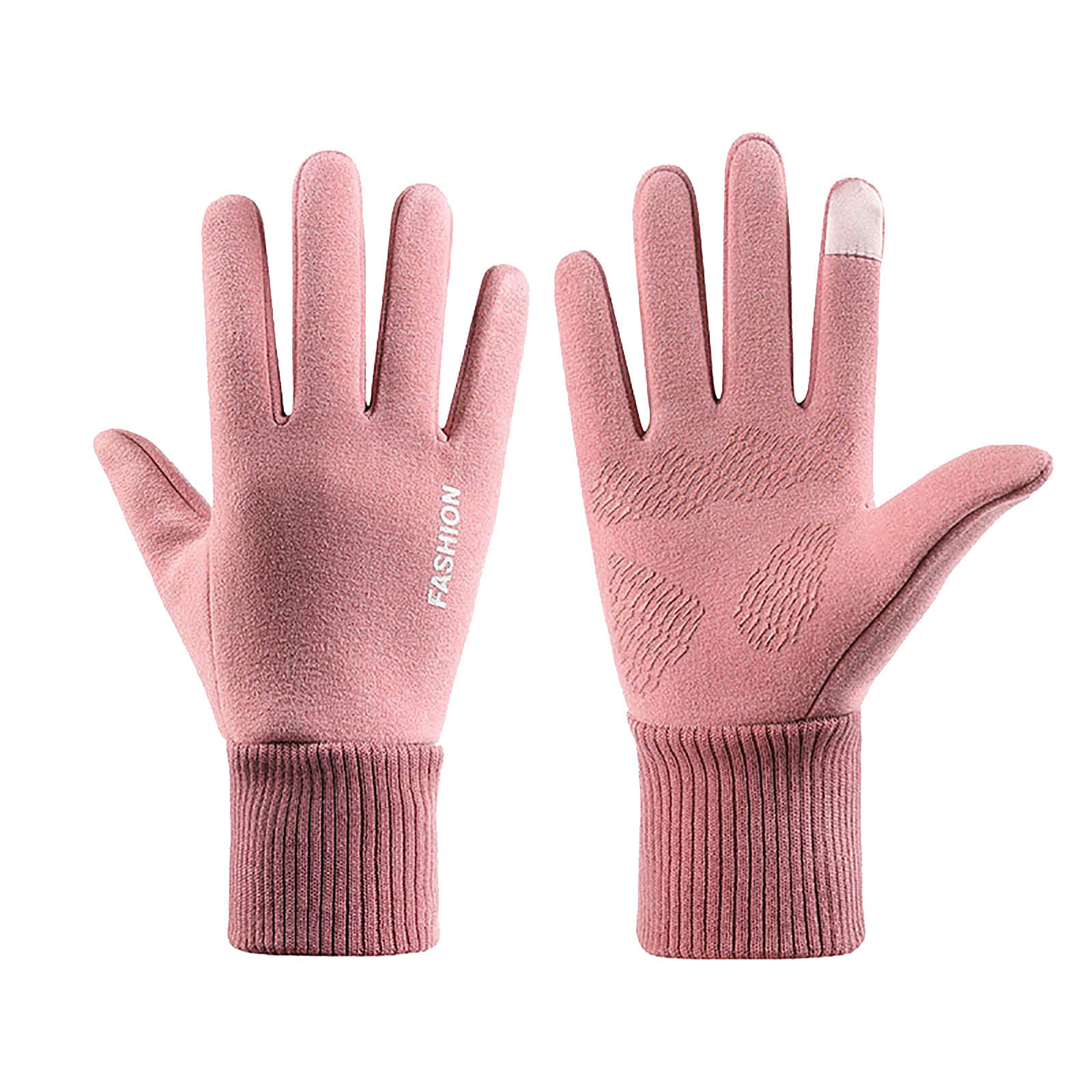 Taidkiou Thickened Leather Touchscreen Gloves - Winter Warm Plush Lined Unisex Gloves for Snow Shoveling, Outdoor Sports, Cycling & Driving (Medium, Pink) - Perfect for Cold Weather Activities & Commuting